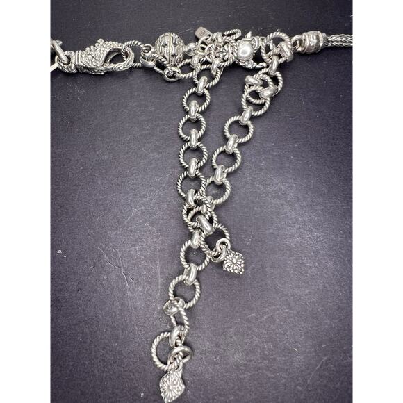 Sarda Turquoise Sterling silver Byzantine station necklace 16-25 inches - Picture 8 of 16